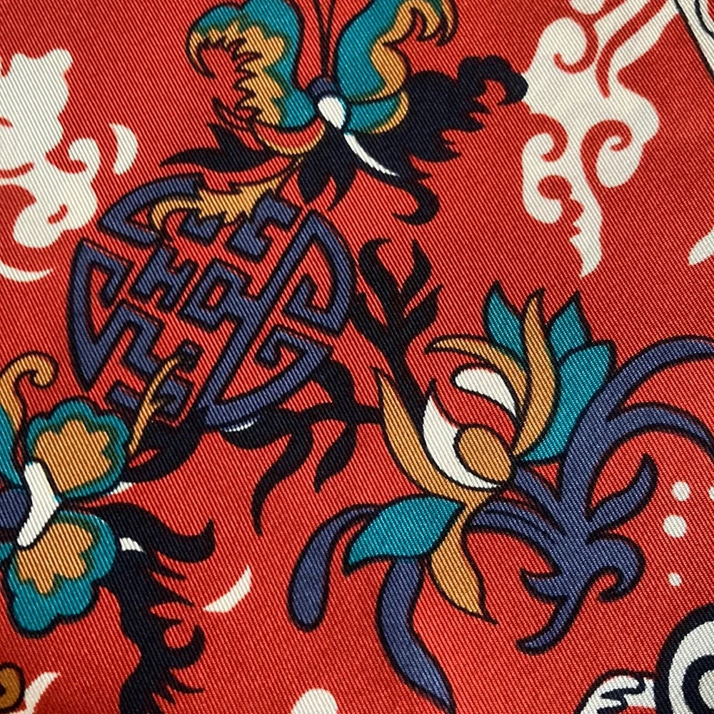 Vintage Liberty of London Silk Scarf with Rich Burgundy and Orange 34”x34” - Picture 4 of 6